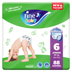 Fine Baby Diapers Size 6 Junior 16+ Kg Double Lock Pack Of 88 Diaper