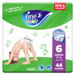 Fine Baby junior Diapers ,  Double Lock Mega  Pack ,Size 6, 16+ Kg, 44 Diapers