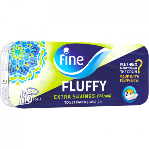 Fine Fluffy Toilet Rolls, 200 Sheets, Pack of 10