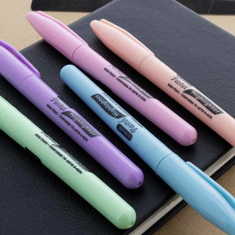 Bazic Mini Desk Style Pastel Highlighters - 4 per Pack | 2322