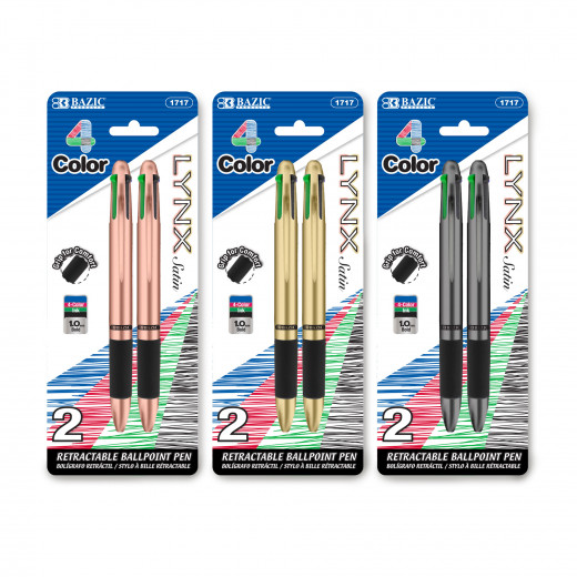 قلم لينكس ساتان توب 4 ألوان مع مقبض، 2 قلم من بيزك