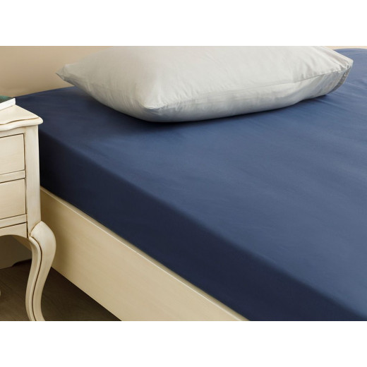 English Home Plain Cotton Bed Sheet,  Night Blue, 260x280 Cm