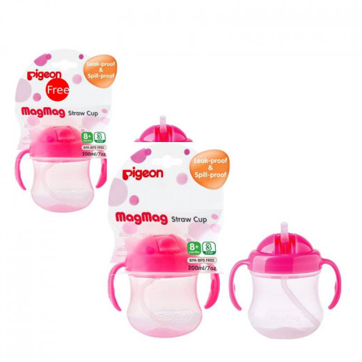 Pigeon Mag Mag Straw Cup Step3- Pink +  Mag Mag Straw Cup Step3- Pink For Free
