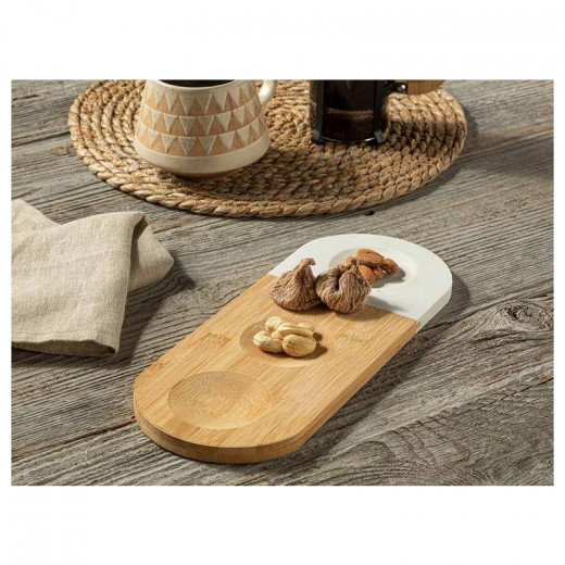 English Home Saturday Bamboo Marble Snack Bowl, 30x12 Cm