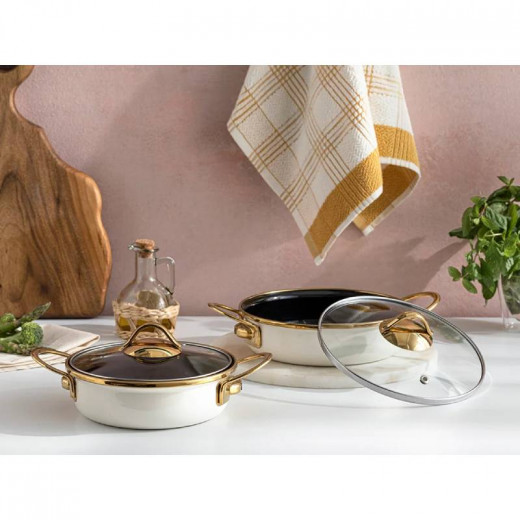 English Home Isidora Enamel Pan Set, Cream Color, 16-18 Cm, 2 Pieces