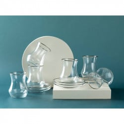 English Home Oslo Glass Tea Set, Silver Color,170 Ml, 6 Pieces