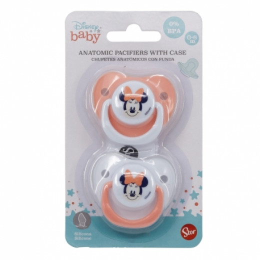 Stor Baby Set Orthodontic Pacifier Silicone 0-6 M With Cover Minnie Indigo Dreams 2 Pieces