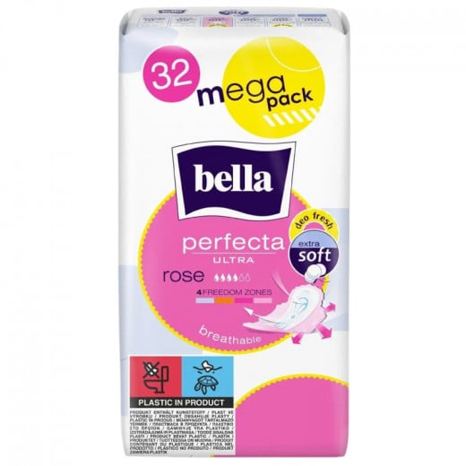 Bella Perfecta Ultra Rose Extra Soft, With Wings, Deo Fresh, 32 Pieces
