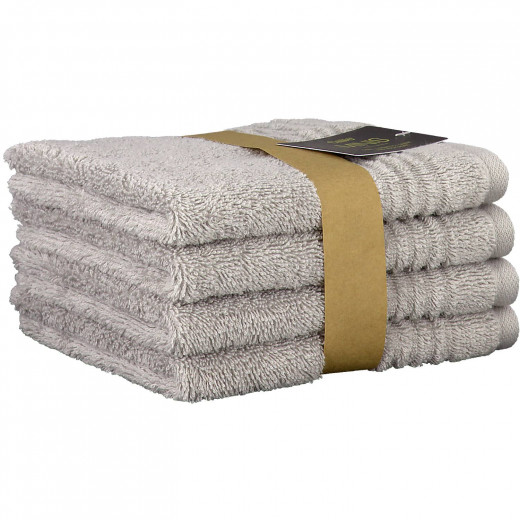 Cawo Minis Washcloth Set, Light Gray Color, 30x30 Cm, 4 Pieces