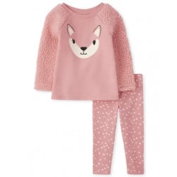 Winter Fleece Children Pajama, 2 Pieces, Pink Color
