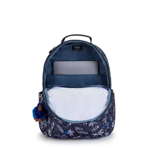 Kipling Seoul Backpack With Padded Laptop Compartment Surf Sea Print, Large