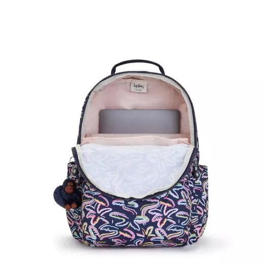 Kipling-Seoul Backpack With Tablet Compartment Palm Fiesta Print, Large