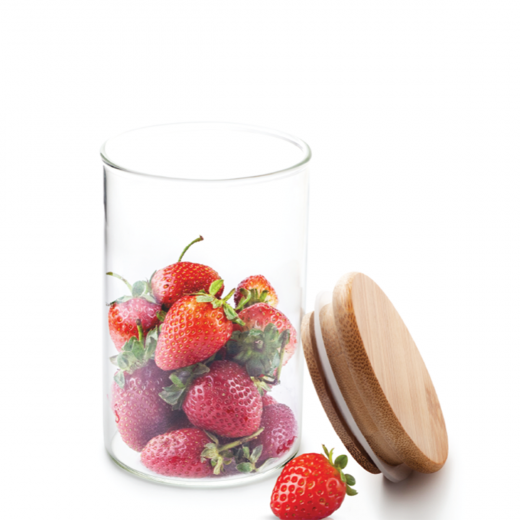 Vague Glass Glass Jar with Lid 17.6 centimeter