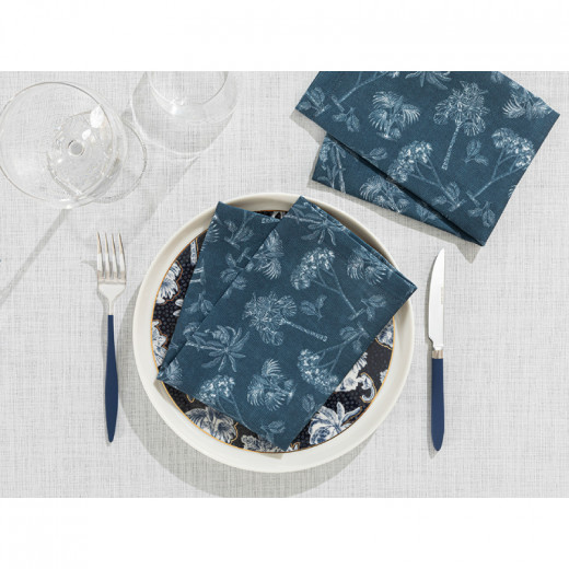 English Home Toile Plants Polyestere 2 Set Guest Napkin Dark Blue  40x40