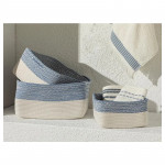 English Home Marina Knitted Basket, Blue & White, 20x10 Cm