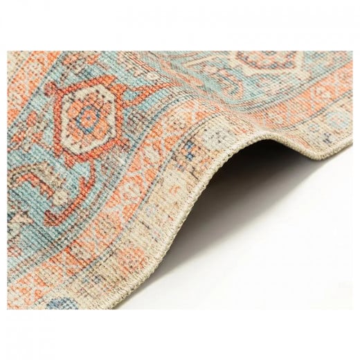 English Home Jacquard Decorative Carpet, Turquoise & Orange, 120x180 Cm