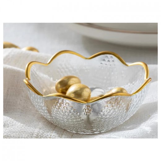 English Home Marigold Glass Snack Bowl, Gold, 9 Cm