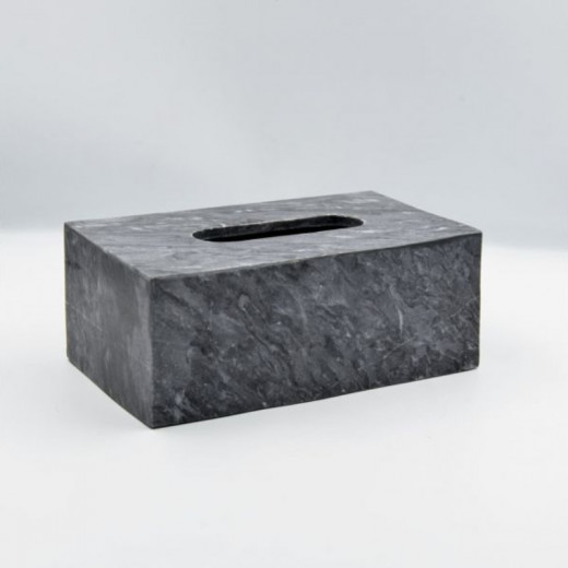 ARMN Carrera Rectangular Marble Tissue Box - Black