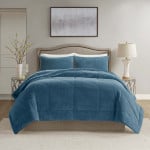 Nova home essentials velvet flannel to sherpa winter comforter blue single/twin