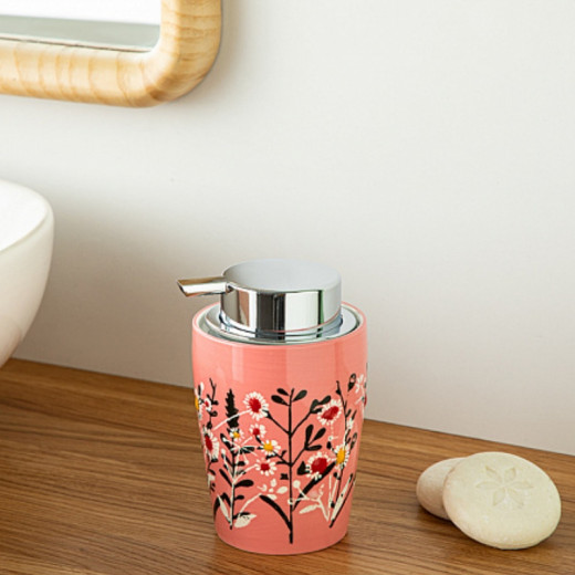 English Home Flowery Liquid Soap Dispense Pink  8,5*8,5*13 Cm
