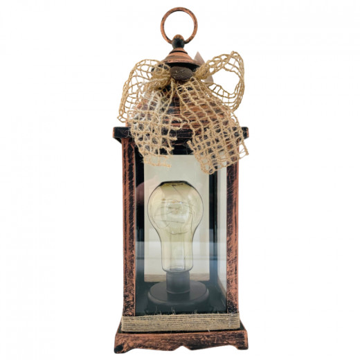 Decorative Led Lantern, With Light Rope Inside Lamp Design Gold +Bronze  Color