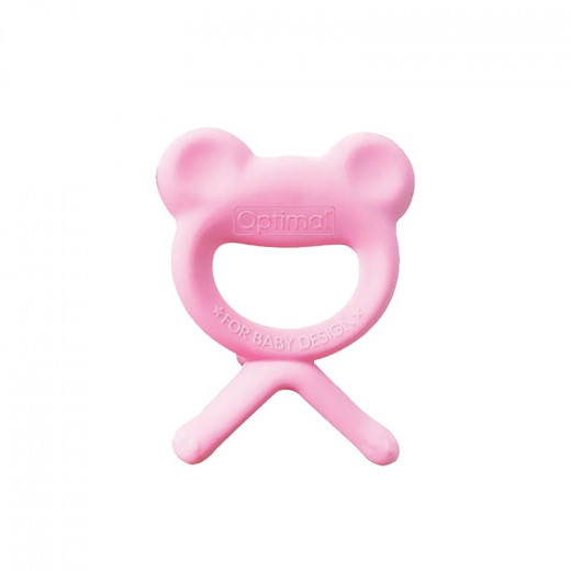Optimal Rubber Frog Shape Baby Silicone Teether, Pink
