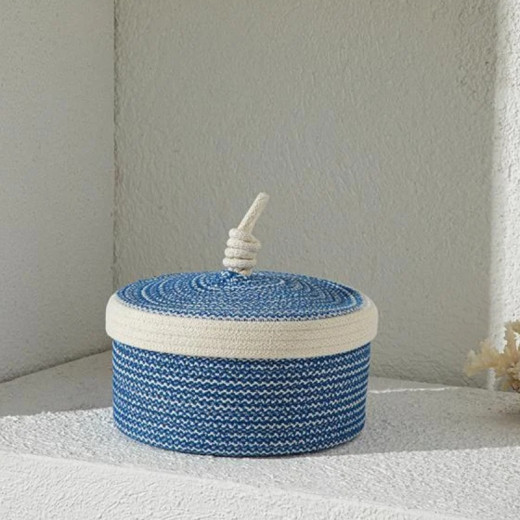 English Home Knitting Storage Box Blue-White  20*10 cm