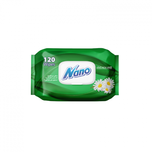 Nano chamomile wet wipes with moisturizing cream, 120 wipes