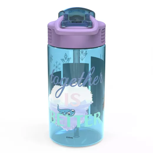 زجاجة مياه بلاستيكية مجمدة أرجوانية مع غطاء من القش 16 أونصة من زاك