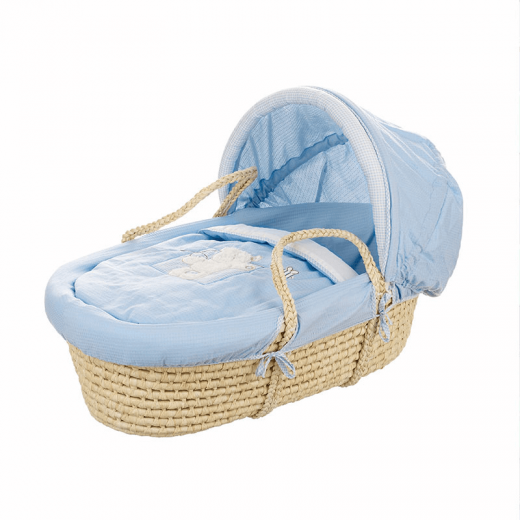 Mosses Wicker Baby Basket , Blue Color