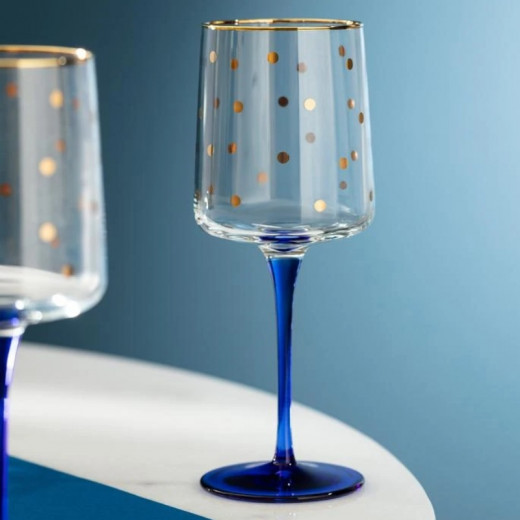 Madam Coco Musette  Wine Glass Set  Points Dorés Gold   320ML 4-piece