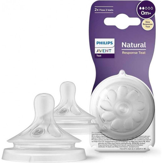 Philips Avent Natural Response 2-Piece Bottle Teat, Size 2, 0 Months+