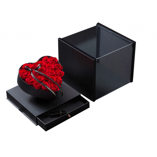 Passionate Red Classic Rose, Black Box