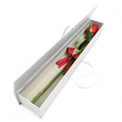One Classy Red Roses, White Box