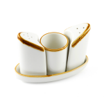 Porceletta Ivory Mocha Porcelain Condiment Set 4 Pieces