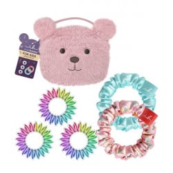 Invisibobble Kids Gift Set Teddy Pouch with Kids Original Spiral, 3pcs & Sprunchie, 2pcs, 1set
