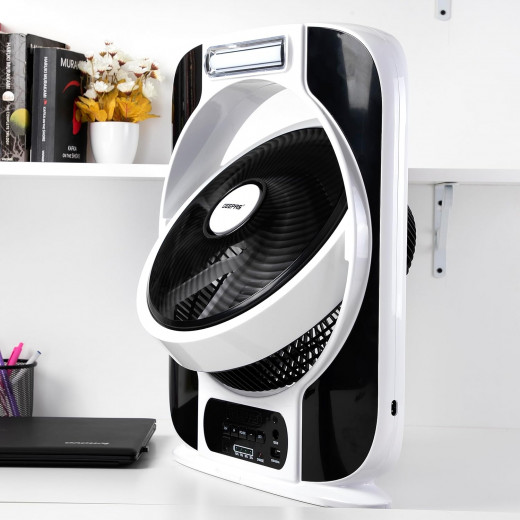 Geepas rechargeable personal desk box fan black 12"