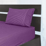 Cannon Dots & Stripes Fitted Sheet Set, Poly Cotton, Purple Color, Twin Size, 3 Pieces