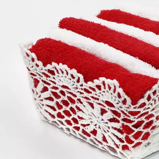 Weva Florina Guest Towels Basket, Red Color, 6 Pieces