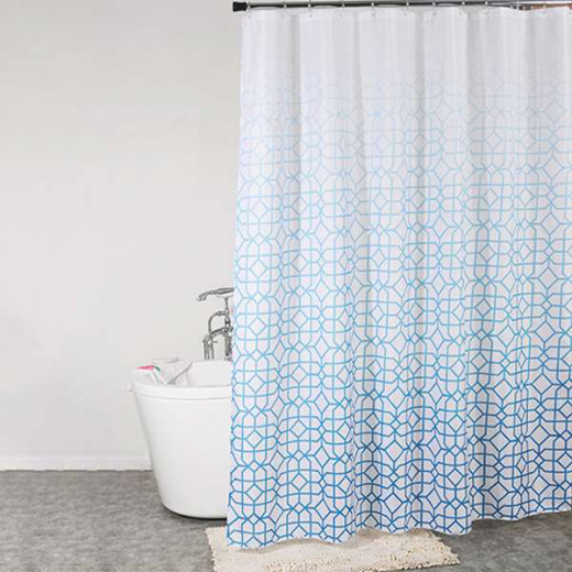 Weva Shower Curtain Water Proof Fade Out, Teal Color, 200*240