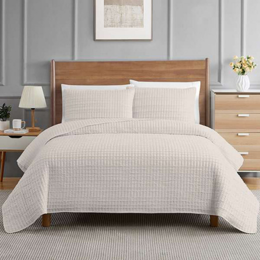 Nova Home "Clip" Jacquard Bedspread Set, Beige Color, Size Twin, 2 Pieses