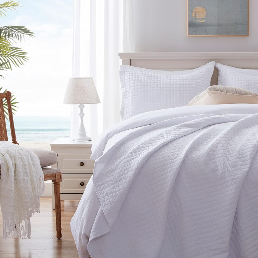 Nova Home "Clip" Jacquard Bedspread Set, White Color, Size King, 3 Pieses