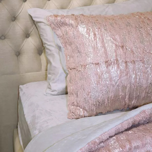 Nova Home Harlow Winter Silver Metallic Print Fur Comforter, Pink Color, Twin Size 6 Pieces