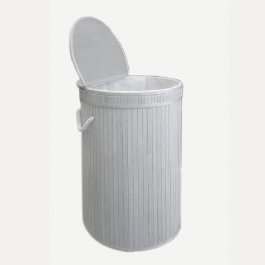 Nova Home Lorin Foldable Round Laundry Basket, Grey Color