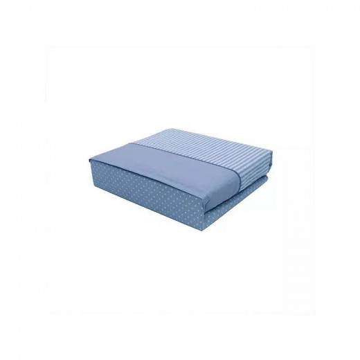 طقم شرشف سرير,قطن بولي, باللون الازرق, حجم مفرد كبير من كانون