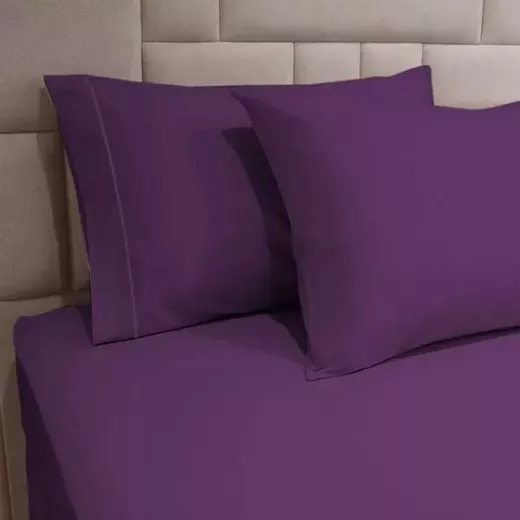 Fieldcrest Plain Fitted Sheet Set, 100% Cotton 220 Thread, Purple Color