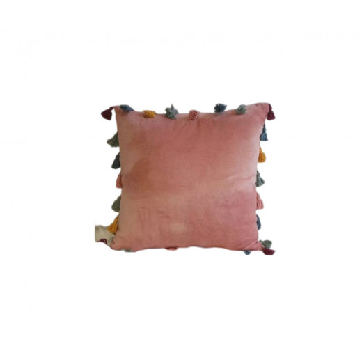 Nova Home Flossy Handmade Cushion Cover, Peach Color, 50x50 Cm