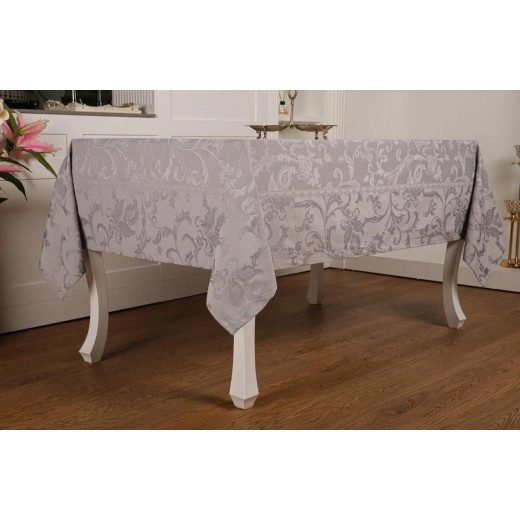 Nova Home Sketched Table Cloth, Poly Cotton, White Color, 160*270 Cm