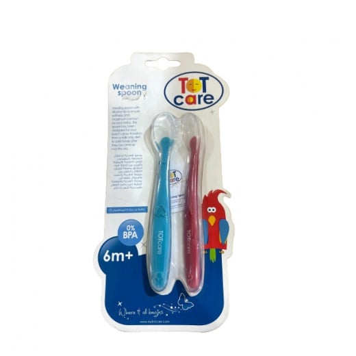 Tot Care  2 Piece Weaning Spoon Set -blue and red