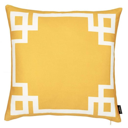 Nova Home Geometric Story Printed Cushion Cover, Yellow Color, 45x45 Cm